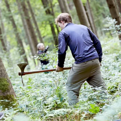 Teilnehmer mit Wiedehopfhaue