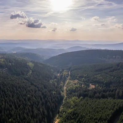 Blick von oben auf den Thüringer Wald