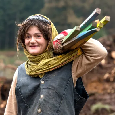 Teilnehmerin mit Fluchtstangen