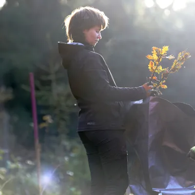 Teilnehmerin bei der Pflanzung