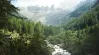 Wie gemalt: Die Schweizer Berge Berglandschaft mit Wald und Fluss